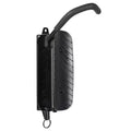 Black swiveling vertical wall bicycle rack on white