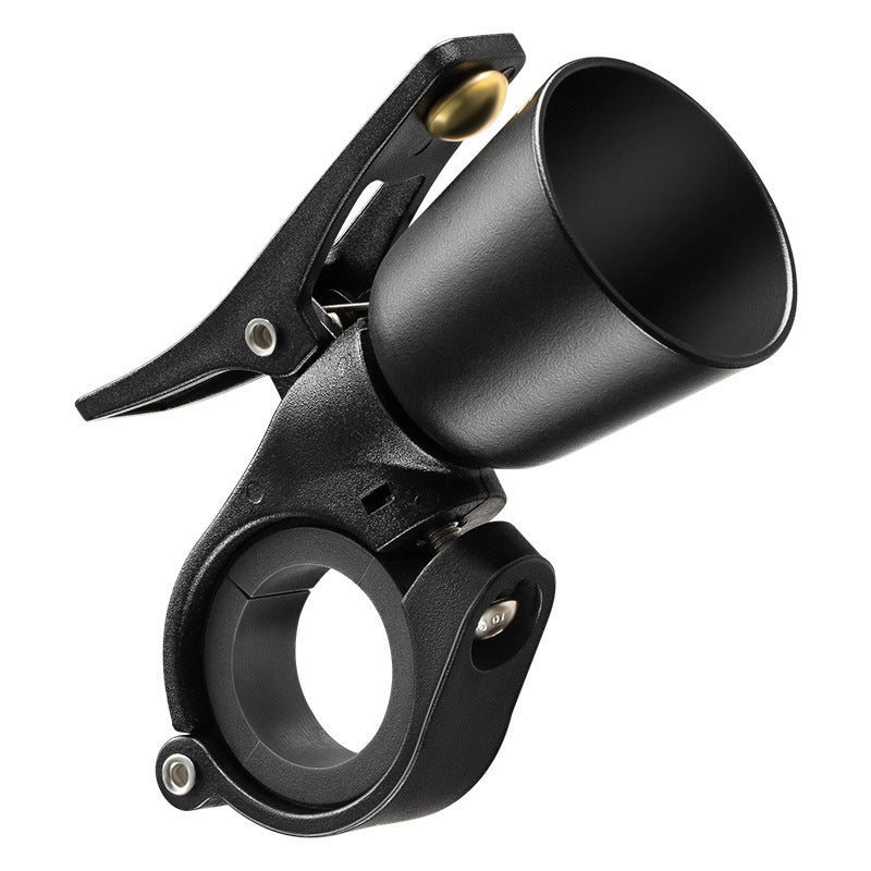 Black compact handlebar bicycle bell on white