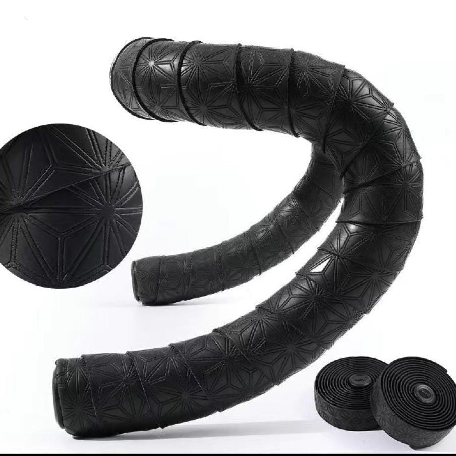 Black foam bicycle handlebar tape set on white
