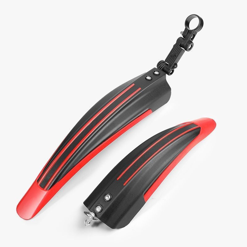 Red front and rear bicycle fender pair on white