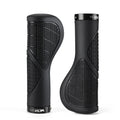 Black standard ergonomic bicycle grip pair on white