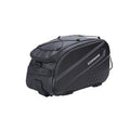 Black structured bicycle rear rack storage bag on white