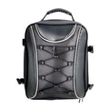 Black structured motorcycle rear-seat tail bag on white