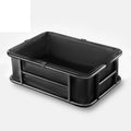 Black bicycle rear basket with liner and cargo net on white