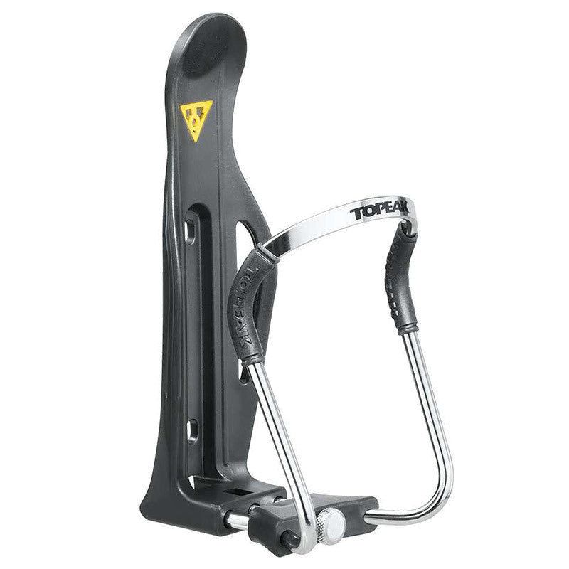 Black and silver adjustable TMD06B bottle holder on white