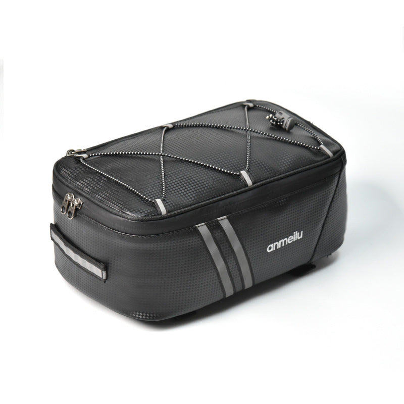 Black 8-liter bicycle rear rack bag on white