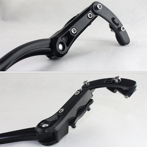 Close-up views of the dual-mount adjustable bicycle kickstand and its adjustment mechanism