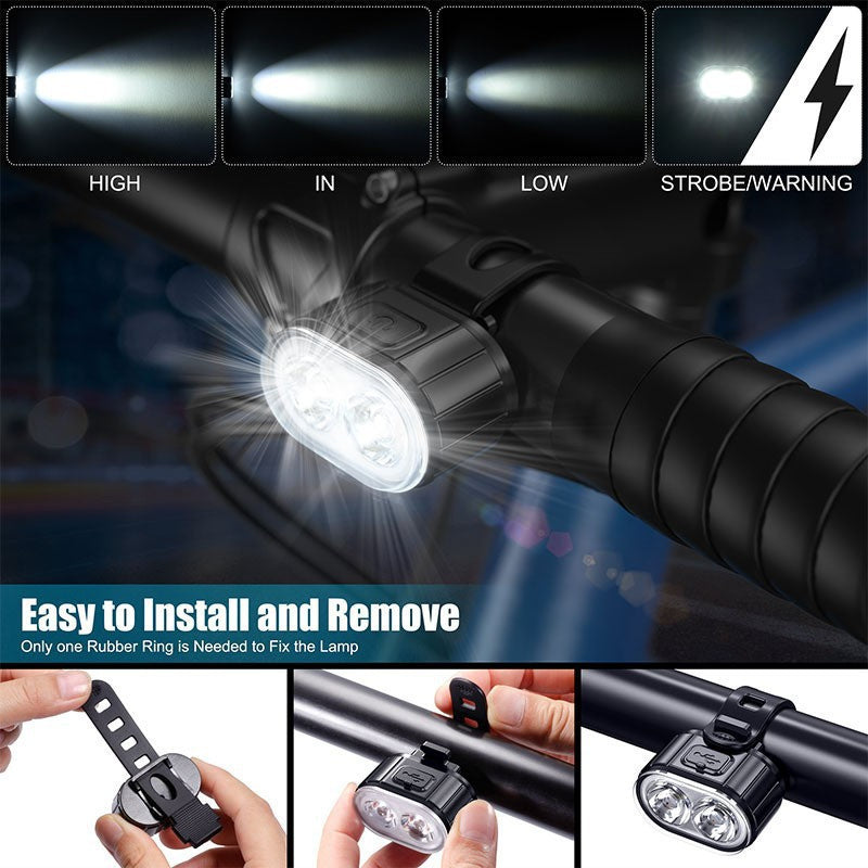 Q3 front light beam modes and handlebar mounting view