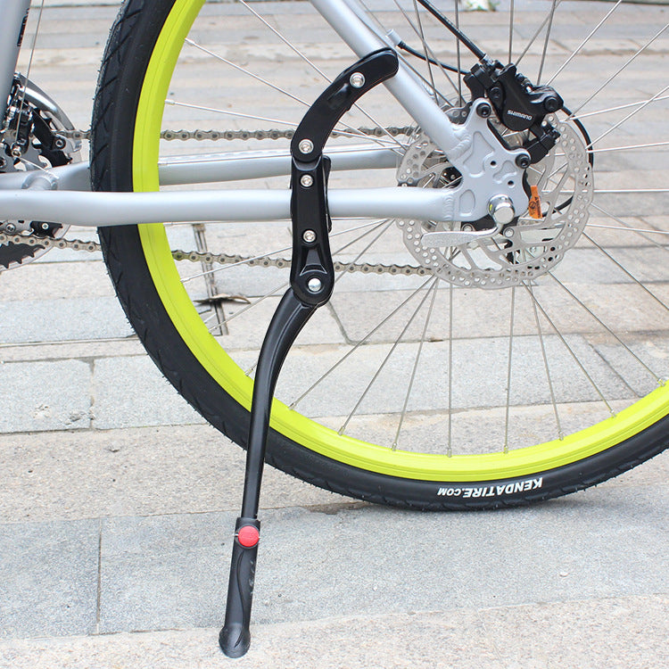 Dual-mount adjustable bicycle kickstand installed on a bicycle