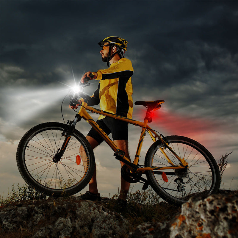 Rechargeable front light used during an outdoor bicycle ride