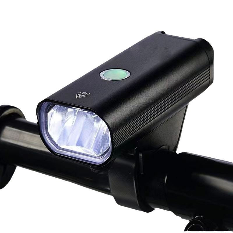 Black bicycle front light installed on a compatible handlebar