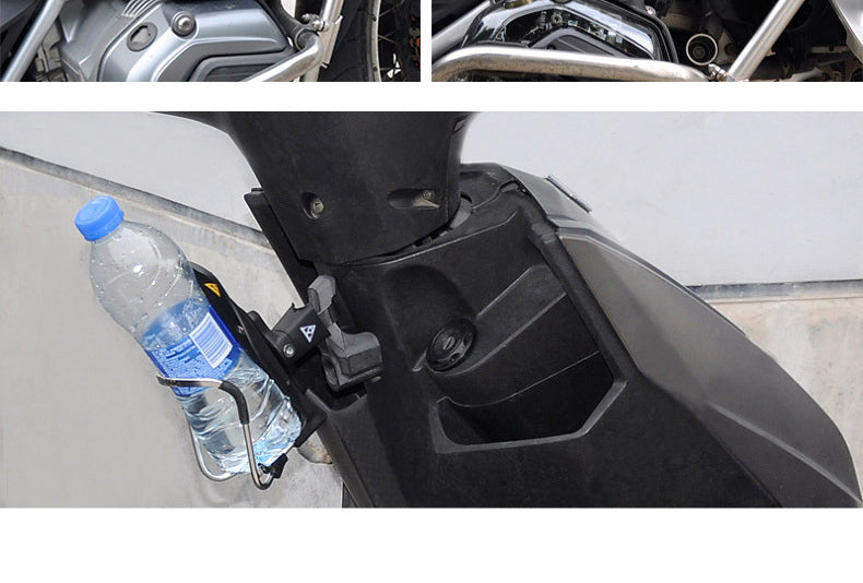 Adjustable bottle holder installed on a compatible scooter