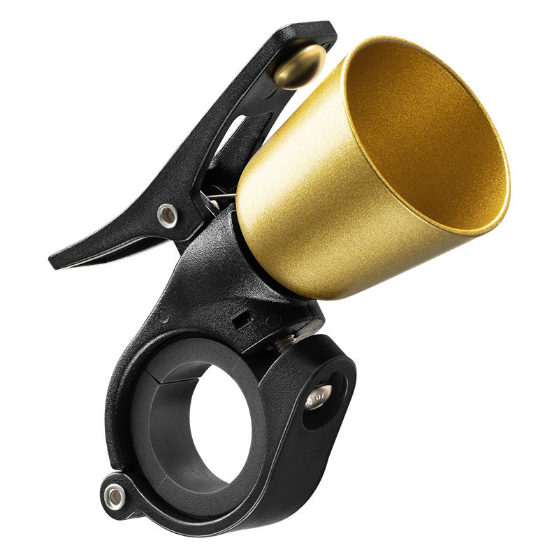 Gold compact handlebar bicycle bell on white