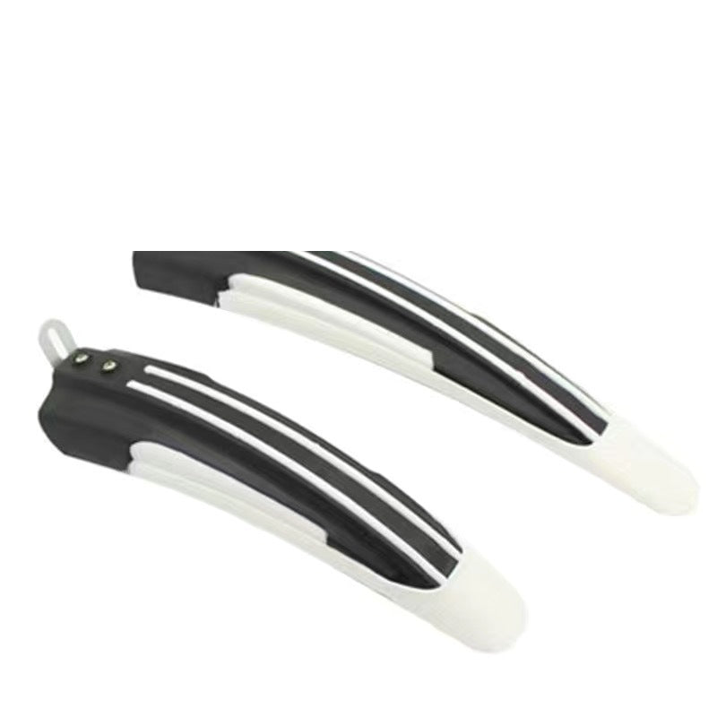 White front and rear bicycle fender pair on white