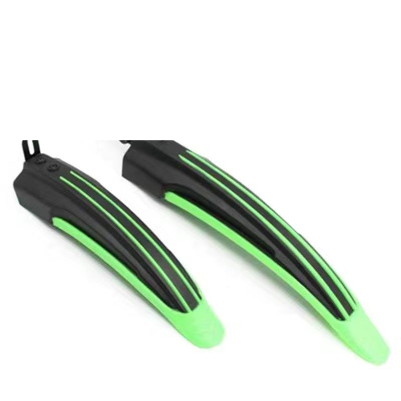 Green front and rear bicycle fender pair on white